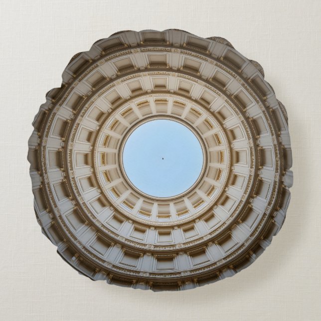 Symmetrische Worm-Augen-Ansicht eines großen Doms Rundes Kissen (Vorderseite)