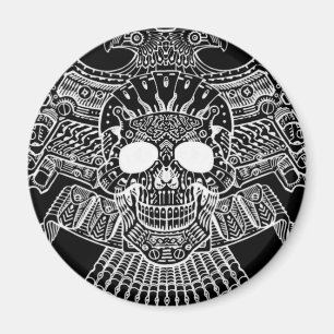 Symmetrischer Schädel mit Gewehren und Kugeln Magnet