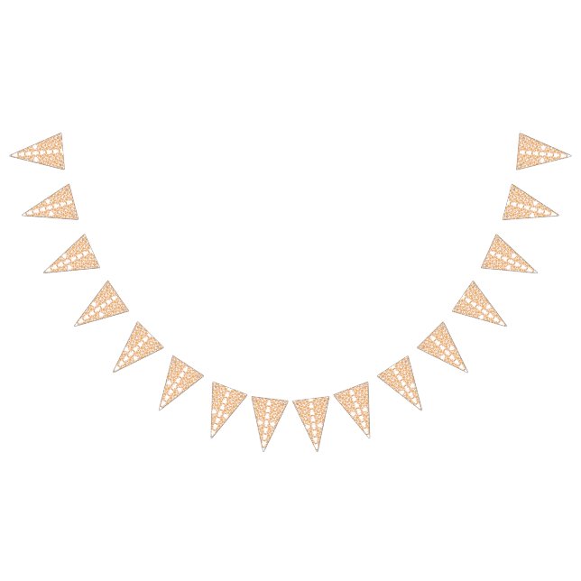 Symmetrisches Blumenmuster mit orangefarbenen Moti Wimpelkette (Alle)