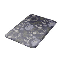 Symmetrisches dunkelviolettes Blumenmuster Badematte