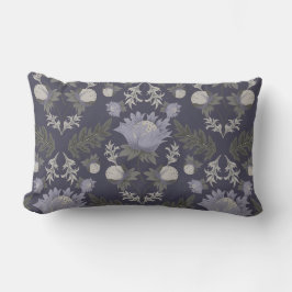 Symmetrisches dunkelviolettes Blumenmuster Lendenkissen