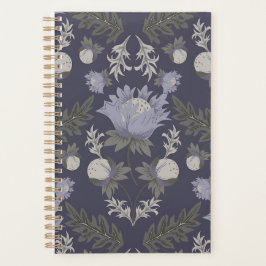 Symmetrisches dunkelviolettes Blumenmuster Planer