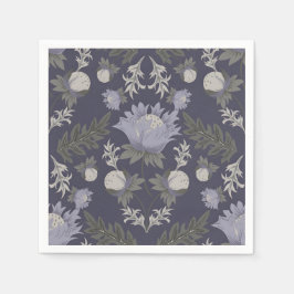 Symmetrisches dunkelviolettes Blumenmuster Serviette
