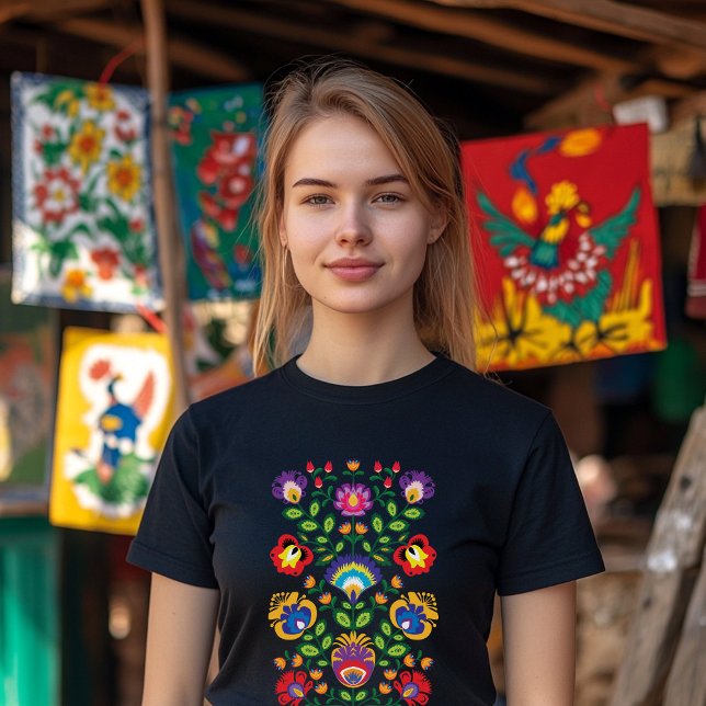 Symmetrisches Folk Wycinanki T-Shirt (Polish folklore t shirt )