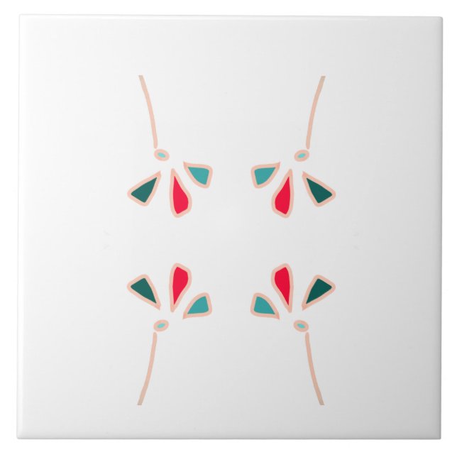 Symmetrisches forales Design Fliese (Vorderseite)