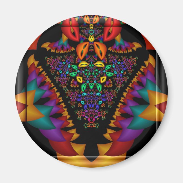 Symmetrisches Fraktal in 3D-Glasrahmen Magnet (Vorne)