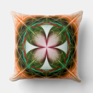 Symmetrisches grünes Blumenornament Kissen