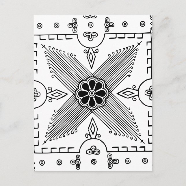 Symmetrisches indonesisches Muster der textilen Bl Postkarte (Vorderseite)