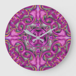 Symmetrisches Muster (ähnlich wie Azulejos) Große Wanduhr