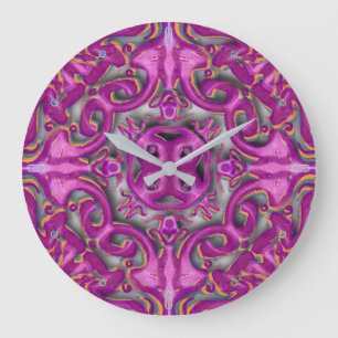 Symmetrisches Muster (azulejos like) Große Wanduhr