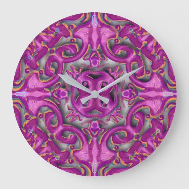 Symmetrisches Muster (azulejos like) Große Wanduhr (Vorderseite)