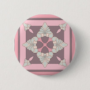Symmetrisches Pastell-Blumenfliesen-Design Button