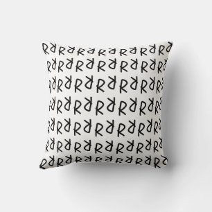 Symmetrisches R Line Art T-Shirt, minimalistischer Kissen