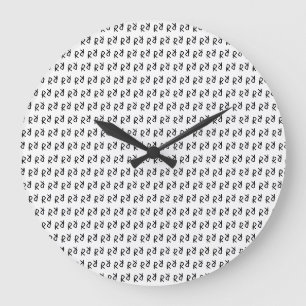 Symmetrisches R-Linienkunst-T-Shirt, minimalistisc Große Wanduhr