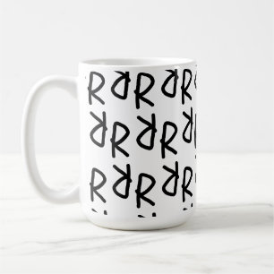 Symmetrisches R-Linienkunst-T-Shirt, minimalistisc Kaffeetasse