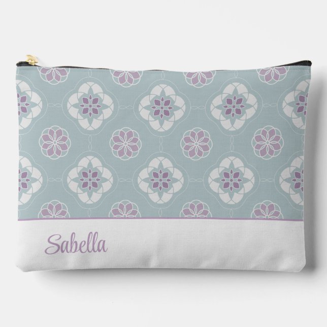 Symmetrisches rosa Blume gepolstertes Muster auf E Zubehörtasche (Vorderseite)