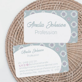 Symmetrisches rosa Blume gepolstertes Muster Visitenkarte