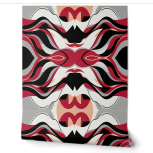 Symmetrisches rotes und schwarzes abstraktes Fluss Tapete
