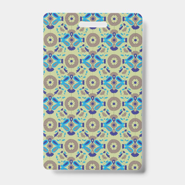 symmetrisches Textildesign mit blau und oder Ausweis (Vorderseite)