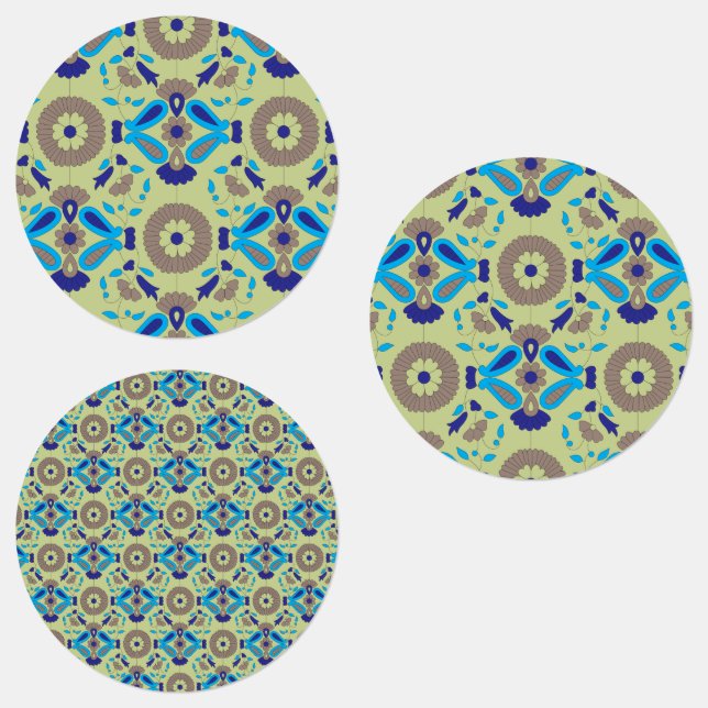 symmetrisches Textildesign mit blau und oder Etiketten (Gruppe)