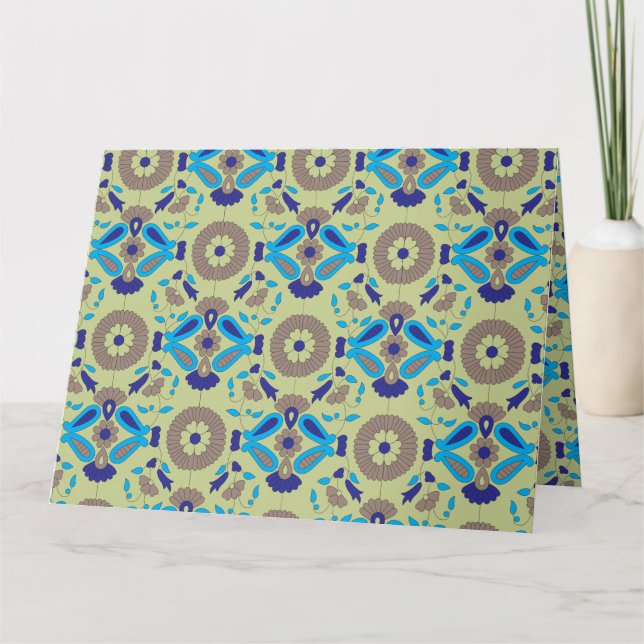 symmetrisches Textildesign mit blau und oder Karte (Vorderseite)