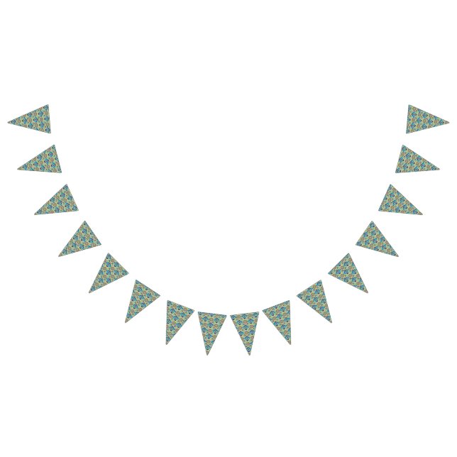 symmetrisches Textildesign mit blau und oder Wimpelkette (Alle)