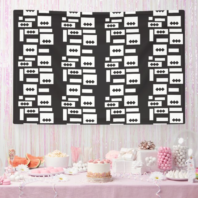 Symmetrisches, weißes geometrisches Design mit kna Banner (Party)