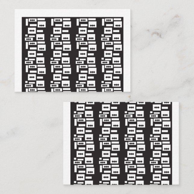Symmetrisches, weißes geometrisches Design mit kna Platzkarte (Vorne/Hinten)