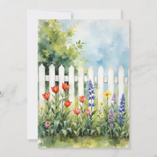 Sympathie mit Blumen und weißem Lattenzaun Karte