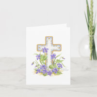 Sympathie-Veilchen-Kreuz-Trost-Friedenskarte