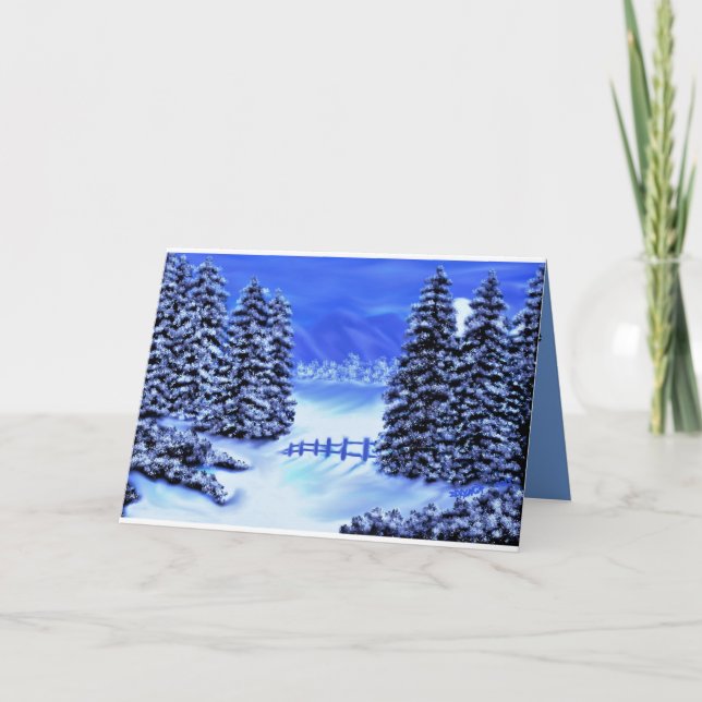 Sympathische Karte in blauer Bergszene blau innen (Vorderseite)