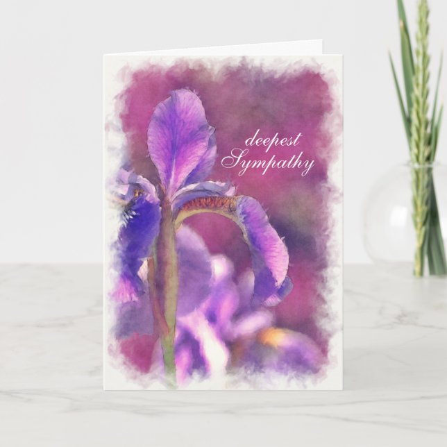 Sympathy Card Wasserfarbe Lila Iris nachdenklich Karte (Vorderseite)