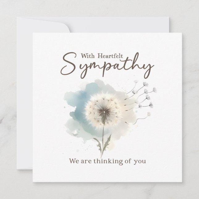 Sympathy Card Watercolor Dandelion (Vorderseite)