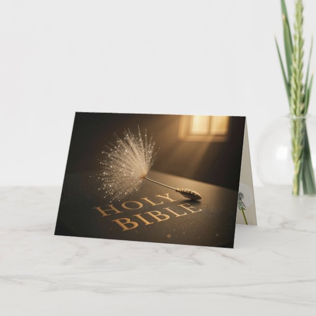 Sympathy Dandelion Seed with Droplets On a Bible  Karte (Vorderseite)