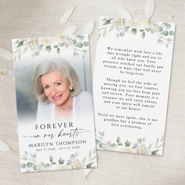 Sympathy Elegant Floral Photo Prayer Card (Von Creator hochgeladen)