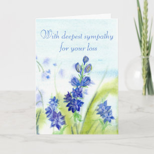 Sympathy For Your Loss Blue Watercolor Flowers Karte