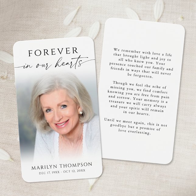 Sympathy Forever In Our Hearts Photo Prayer Card (Von Creator hochgeladen)