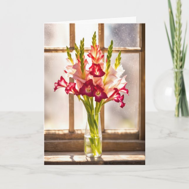 Sympathy Gladiolus Bouquet In a Sunny Window Karte (Vorderseite)