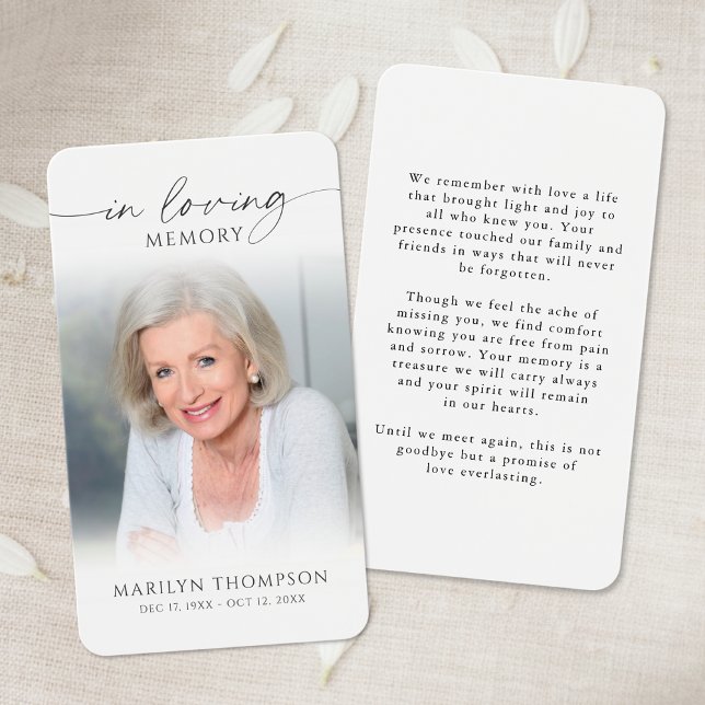 Sympathy In Loving Memory Photo Prayer Card (Von Creator hochgeladen)