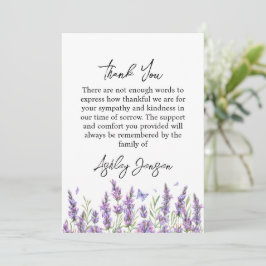 Sympathy Lavender Funeral Thank You Card Dankeskarte
