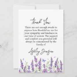 Sympathy Lavender Photo Funeral Thank You Card Dankeskarte