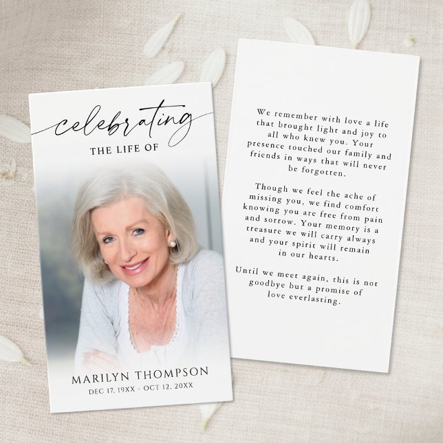 Sympathy Memorial Photo Elegant Prayer Card (Von Creator hochgeladen)