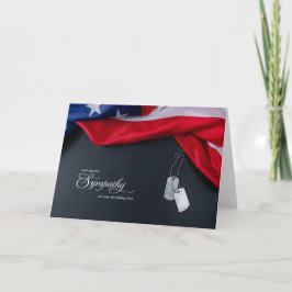 Sympathy Military Dog Tags and American Flag Karte