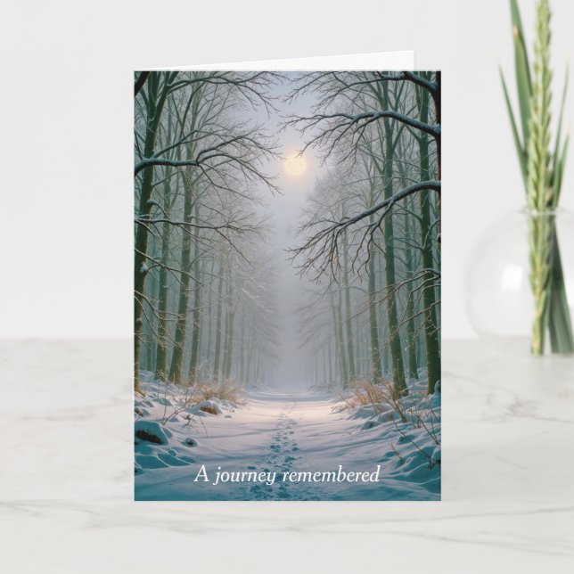 Sympathy Moonlight Footprints In a Snowy Forest Karte (Vorderseite)