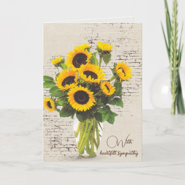 Sympathy Sunflower Bouquet on Brick Karte (Vorderseite)