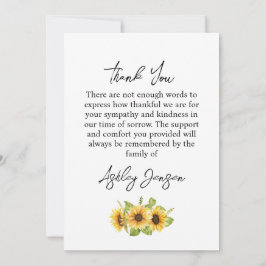 Sympathy Sunflower Funeral Thank You Card Dankeskarte