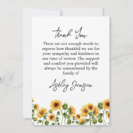 Sympathy Sunflower Funeral Thank You Card Dankeskarte