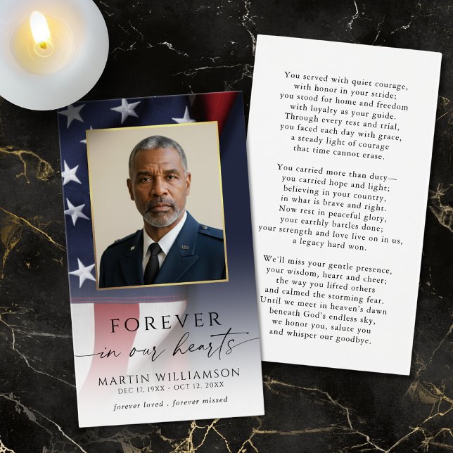 Sympathy US Flag Military Photo Prayer Card (Von Creator hochgeladen)