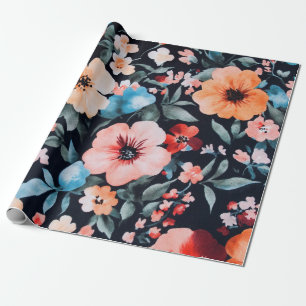 Symphonie am Mitternachtsgarten Print Bold Flora Geschenkpapier