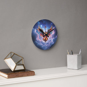 Symphonie der mondbeschienenen Himmel Runde Wanduhr